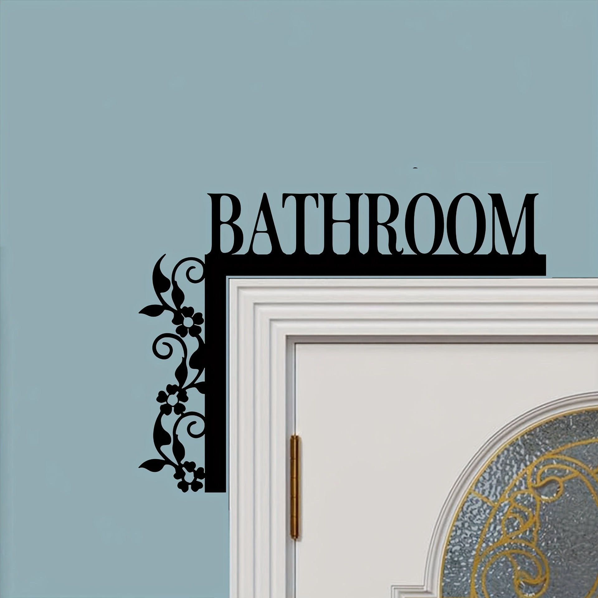 Cross-border metal bathroom door logo wall-mounted iron decorative plate with flower design suitable for home interior decoration