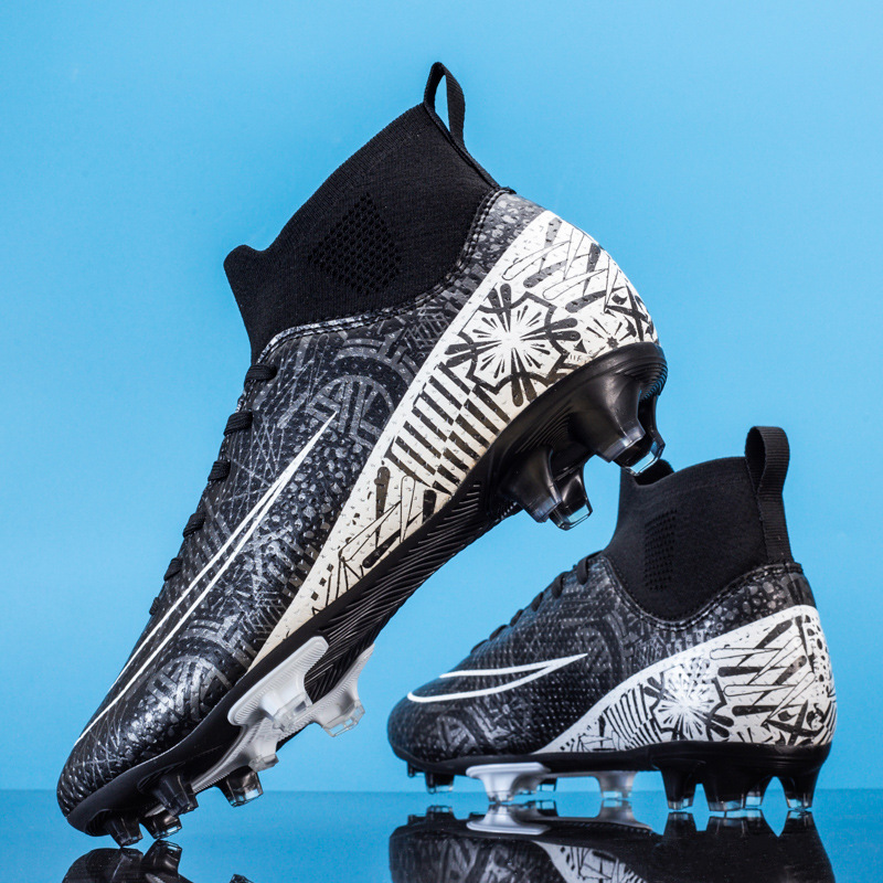 Cross-border high-top football shoes men's and women's soccer shoes professional spike sneakers broken nail football training shoes wholesale