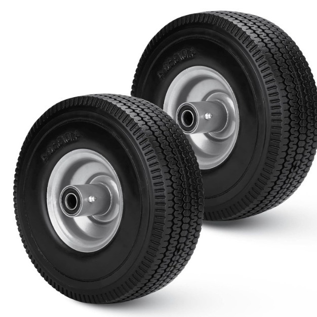 10X350-4 Колесо для газонокосилки Малый цветок PU Высокая эластичность и износостойкий полиуретановый сплошной диск Противопробивной