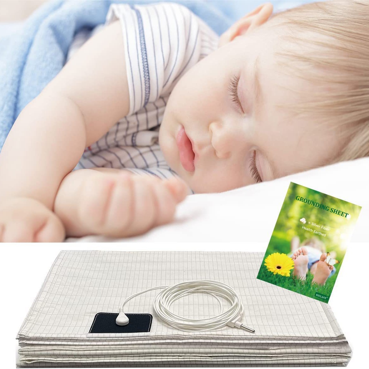 Grounding Fitted Sheet Silver Fiber Grounding Mat to Help Sleep Children's Mattress