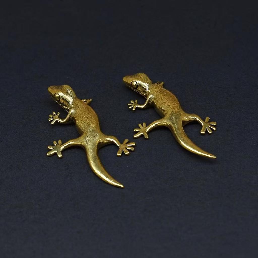 Cross-border TEMU Hot Sale Pure Brass Retro Style Gecko Figurine Ornaments Desktop Home Decoration Crafts Wholesale