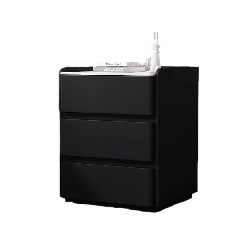 Three-layer Drawer Rock Board Solid Wood Floor-standing Bedside Table Modern Simple Elevate Storage Bedroom Cream Storage Cabinet