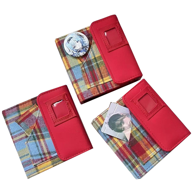 Little Red Book Candy Color Blue Pink Plaid One-Square Card Album Binder Star-Chasing Storage Album Fabric New Style