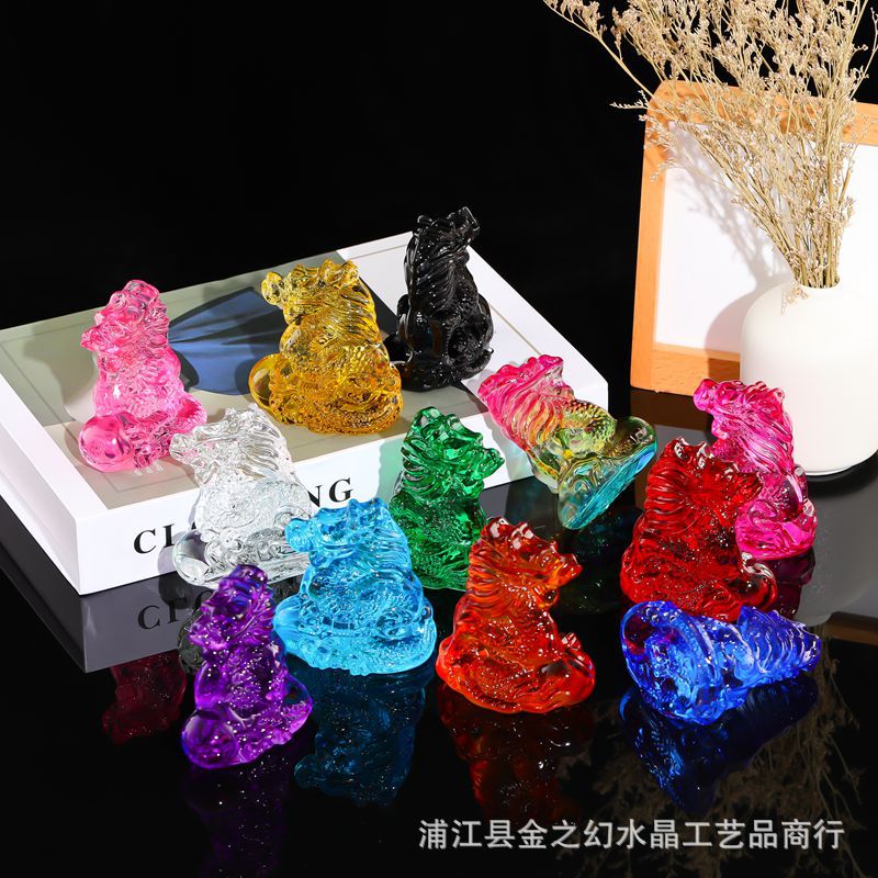 New Crystal Dragon decoration twelve Zodiac dragon year gift Crystal Crafts colorful glass dragon wholesale