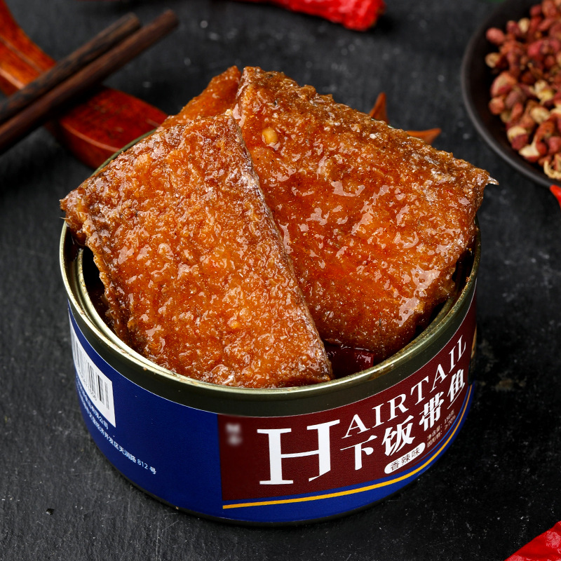 Spiced/spicy canned hairtail 100g seafood cooked food instant canned TikTok fast hand live broadcast with goods