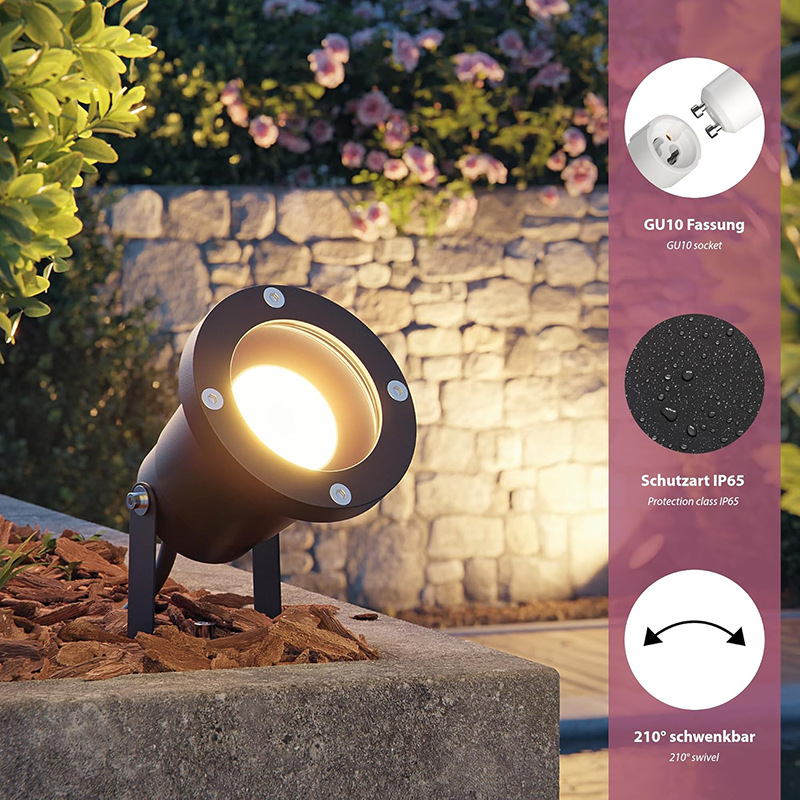 Outdoor Waterproof Ground Plug Floodlight Projection Light Gu10 Round Plug-In Ground Light Courtyard Garden Underground Tree Light Outdoor