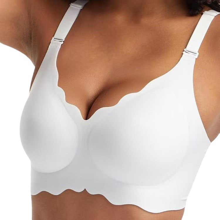 Factory Cross-border European and American Explosions plus size Wave Jelly Traceless Underwear Thin Big Chest Gathering Comfortable Bra Without Steel Rings
