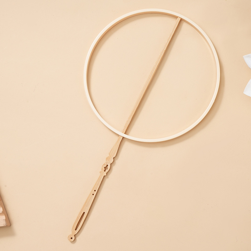 Ancient style round fan ring hollow handle ABS round special-shaped fan Chinese style embroidered embroidery fan bone fan rack DIY complex