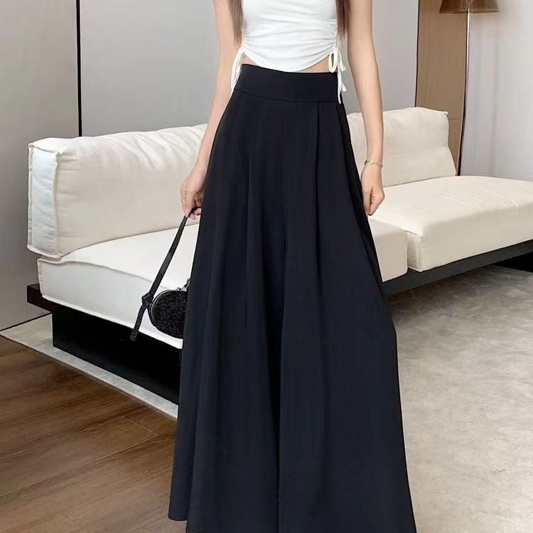 Women's 2024 Spring and Summer Thin Pleated Suit Pants High Waist Draped Slimming Casual Trendy Skirt