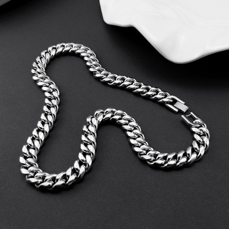 [8174 People Collected] Titanium Steel Necklace Trendy Brand Cuban Chain Summer Versatile Men's Necklace Hip-Hop Street Style