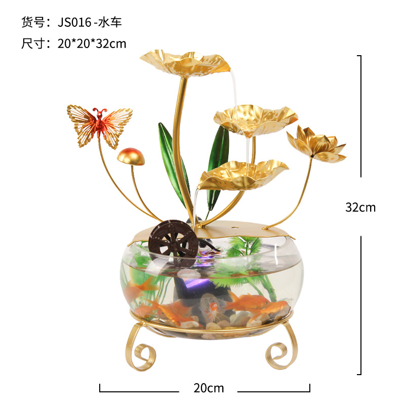 Live explosion desktop home glass fish tank running water ornaments office living room porch landscape fountain decorations