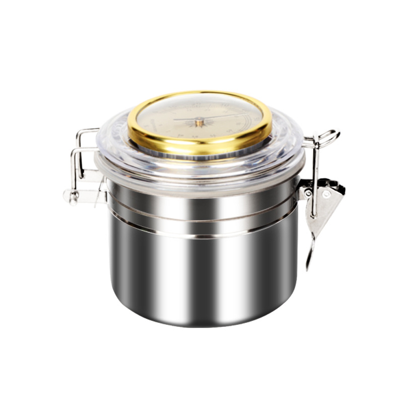 Futen's New Moisturizing Jar Cross-Border Hot Sale with Hygrometer Moisturizing Tablets Pipe Smoke Jar Stainless Steel Sealed Jar in Stock