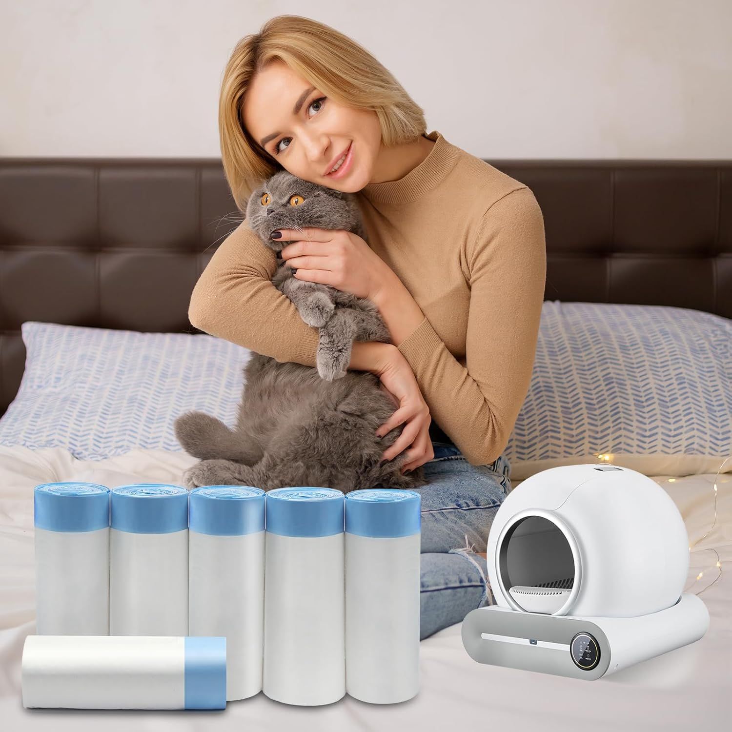 Специальный мусорный пакет для интеллектуального кошачьего туалета утолщенный одноразовый с завязками