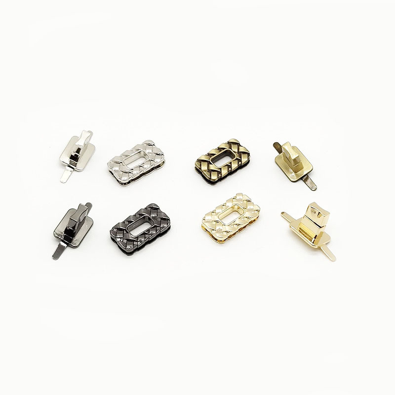 Luggage Hardware Zinc Alloy Small Fragrant Style Bag Screw Lock Bag Cover Metal Rhombic Braided Square Turn Lock Snap