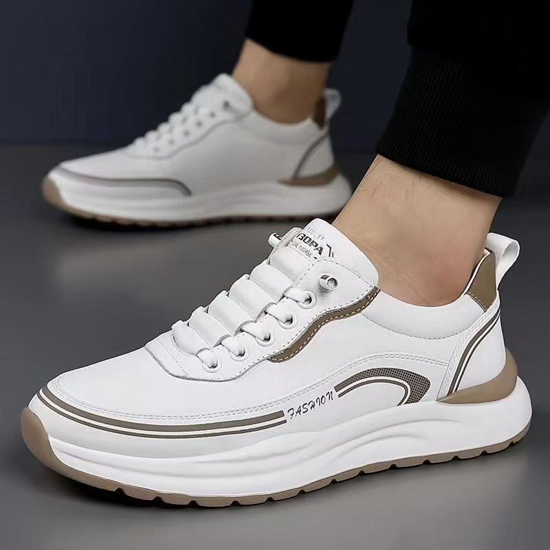 2025 Men's Casual Shoes Soft Bottom Soft Surface Student Running Shoes Simple All-match Men's White Shoes Trendy Torre Shoes