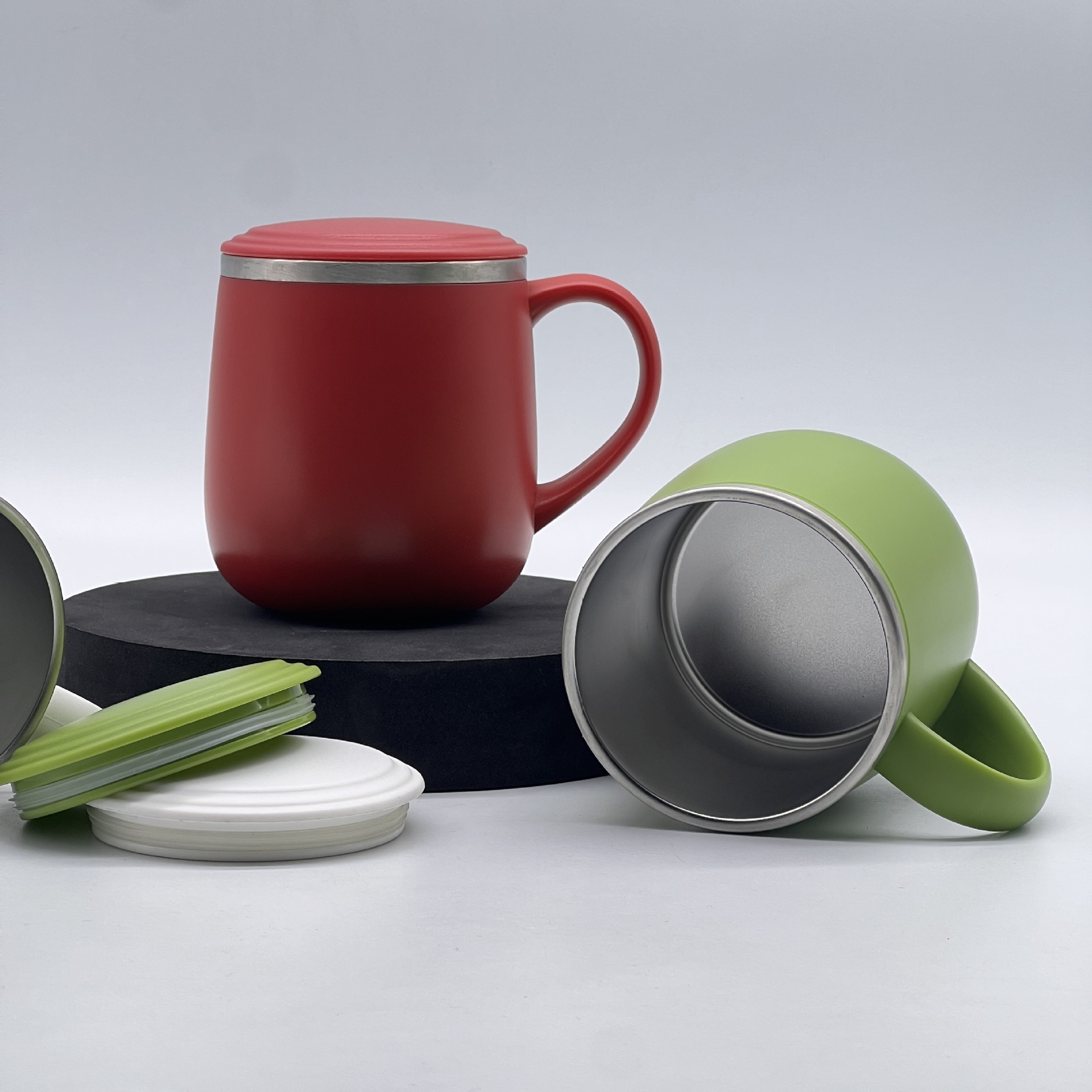 Source Manufacturer High-Looking Business Portable Handle Amazon Steel and Outer Plastic Coffee Cup 300ml Factory