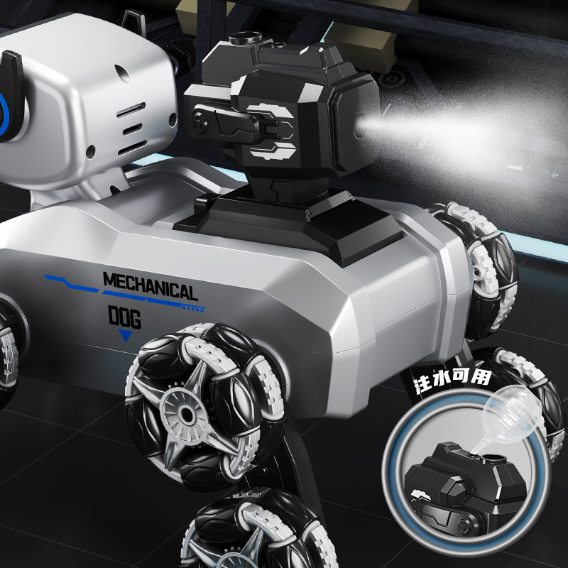 Electric mechanical dog camera spray water bullet gun robot dog gesture induction deformation eight-wheel stunt children's remote control car