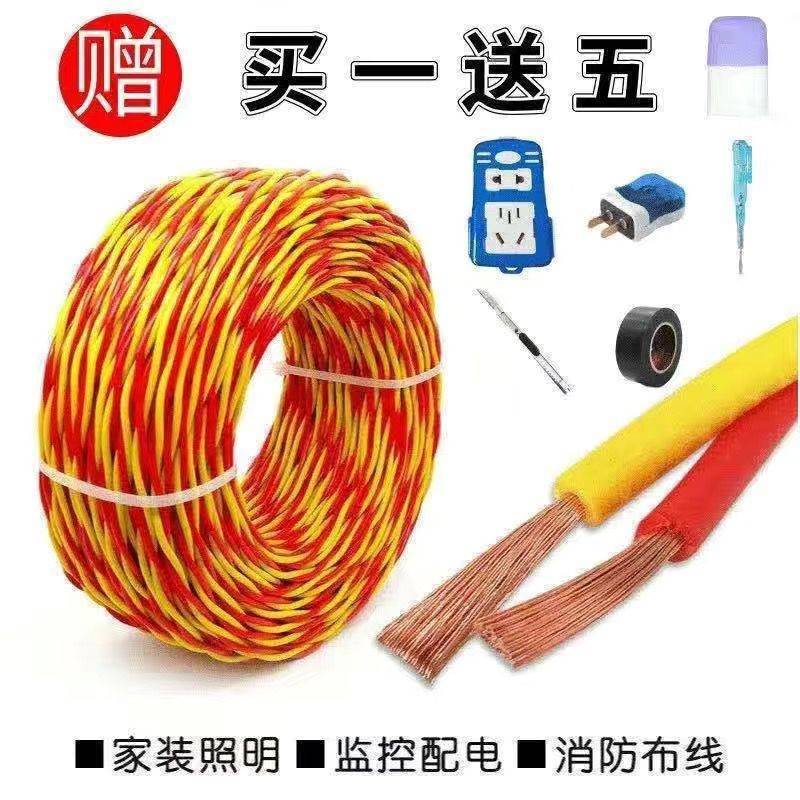 Fine Copper Flower Wire Two-Core./. Square Copper Core Wire National Standard Soft Wire Household Twisted Pair Core Lamp Holder