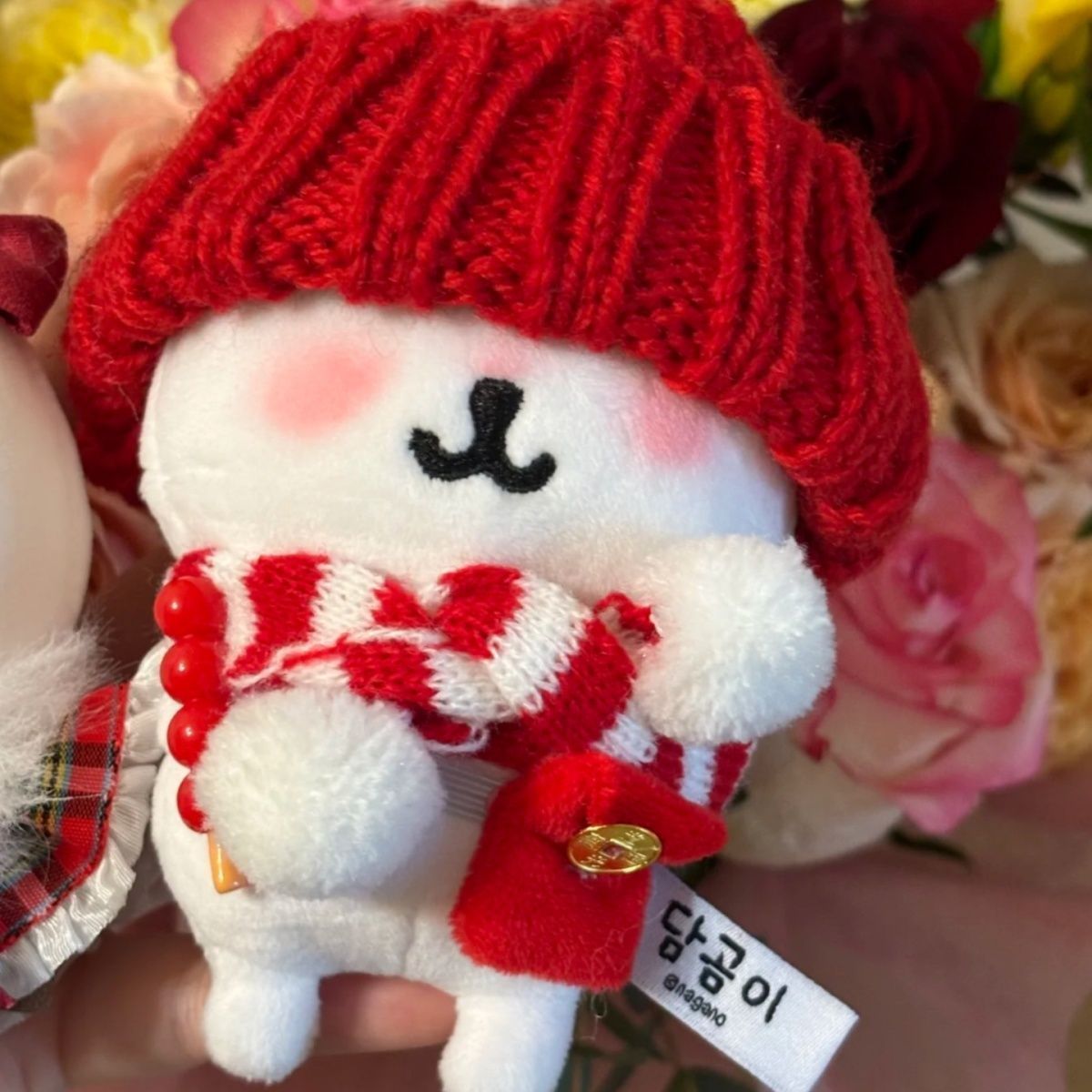 Self-Deprecating Bear Cotton Doll Winter Hat Scarf Small Decoration 10cm Baby Super Cute New Year Baby Clothes Red Envelope Set