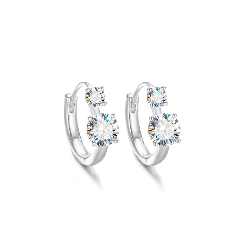 Sterling Silver S925 Mosan Diamond Simple Four-claw Ear Hook Cross-border Hot Sale Europe and America Amazon Explosions Premium Thick Gold Plating