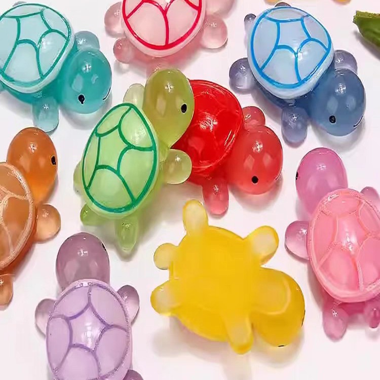 Internet Celebrity Cartoon Turtle Series Micro-Scenery Fish Tank Landscaping Ornaments Cute Colorfulful Little Turtle Luminous Ornaments