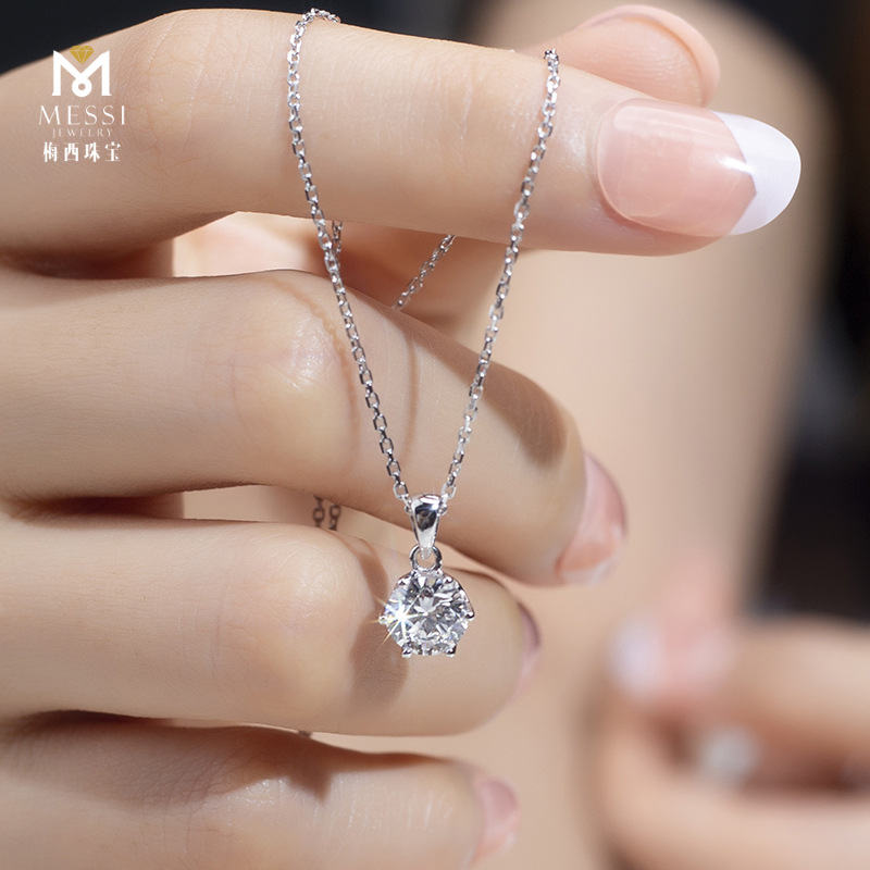 18K gold jewelry factory HPHT artificial laboratory cultivation diamond IGI artificial diamond classic six claw pendant necklace