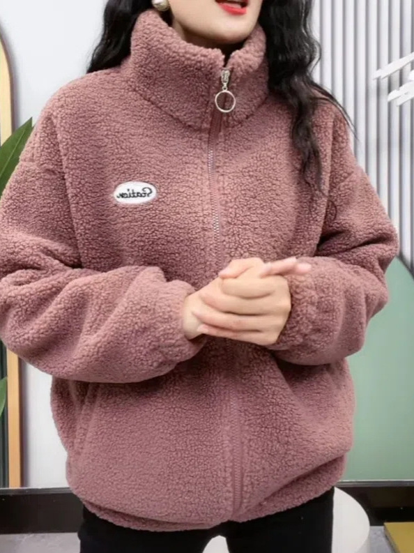 Winter Thickeneded Velvet Outwear, Mother's Warm Clothing, Age-Reducing Women's Polar Fleece Cashmere Loose Slimming Look Top