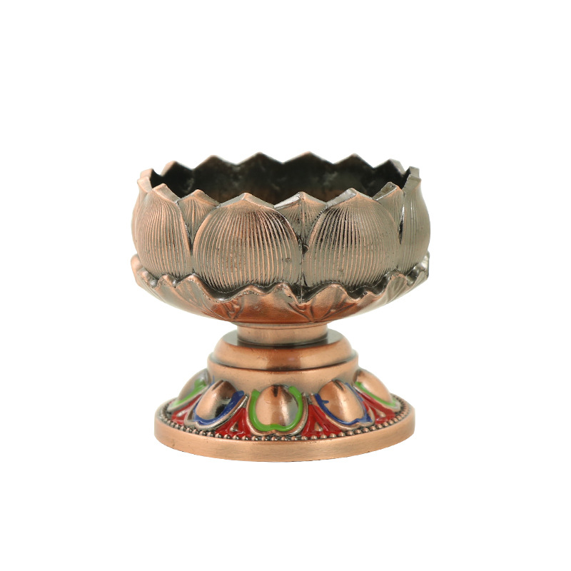 Lotus Butter Lamp Holder for Offering Lights in Front of Buddha, Eternal Light for Bodhisattva, Candle Holder for Table Decoration, Seven-Star Lamp Base, Xizang-Style Worship of Buddha