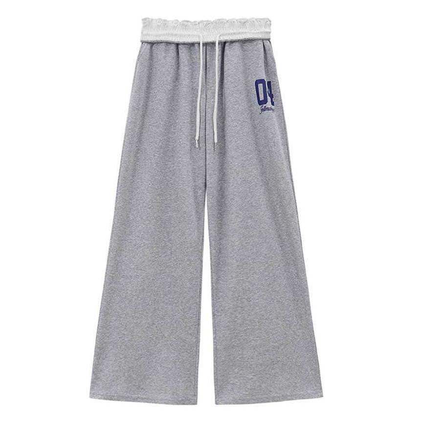 American Retro 2025 Spring Men's and Women's Loose Casual Ins Pants Sports Sweatshirt Sports Splicing Waist Straight Pants