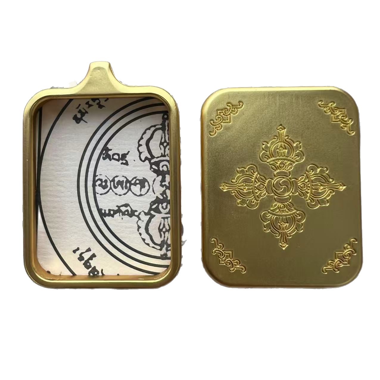 Xizang Thangka Box Pendant Gawu Box Multi-size Necklace Golden Copper Alloy Empty Box 1*3 Small Long Taoist