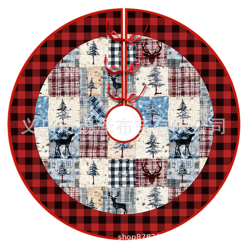 New Cross-Border Christmas Tree Skirt Tree Apron Creative Exquisite Print Christmas Decorations Wholesale