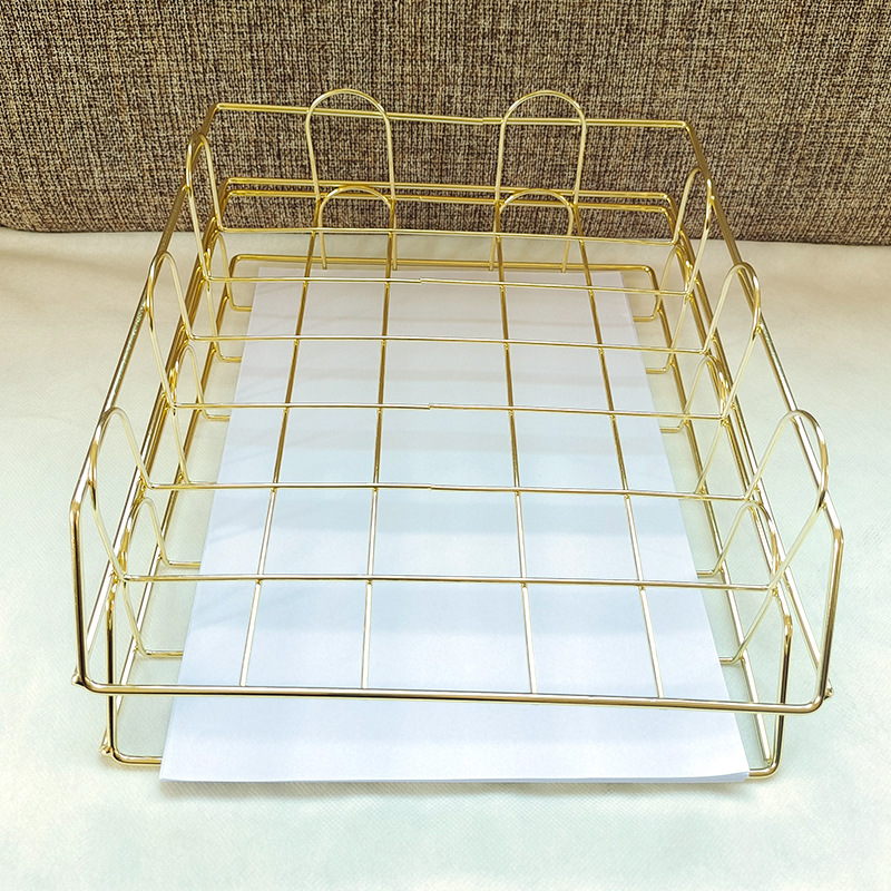 Factory wholesale Nordic file basket wrought iron desktop home storage rack creative storage rack file tray