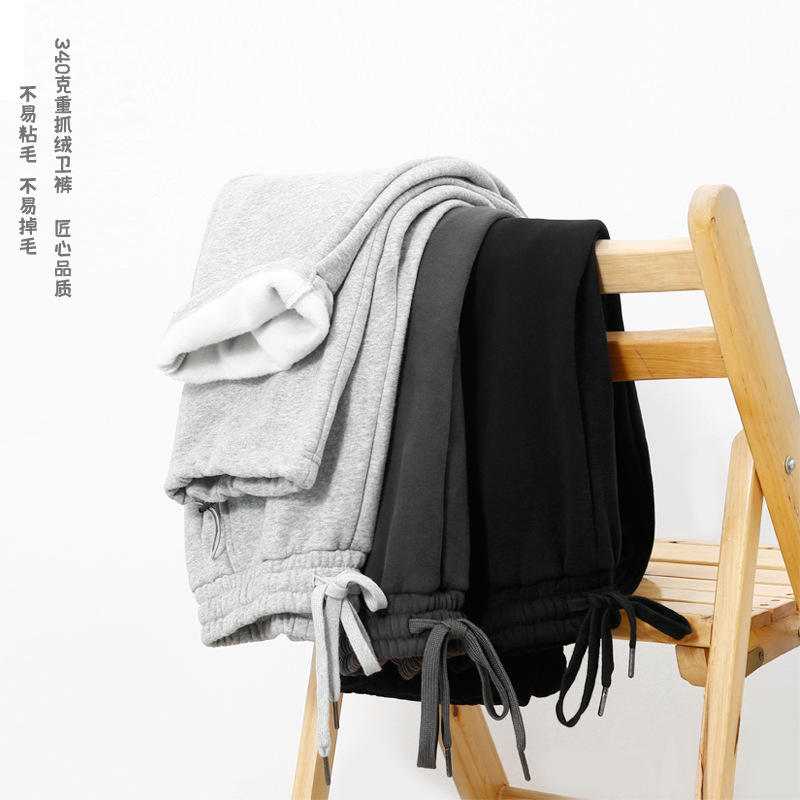 Dengjue Men's Clothing 2025 Autumn 350g Heavyweight Thick Loose Drawstring Jogger Pants Men's Fleece-Lined Sweatpants Heavyweight Long Pants