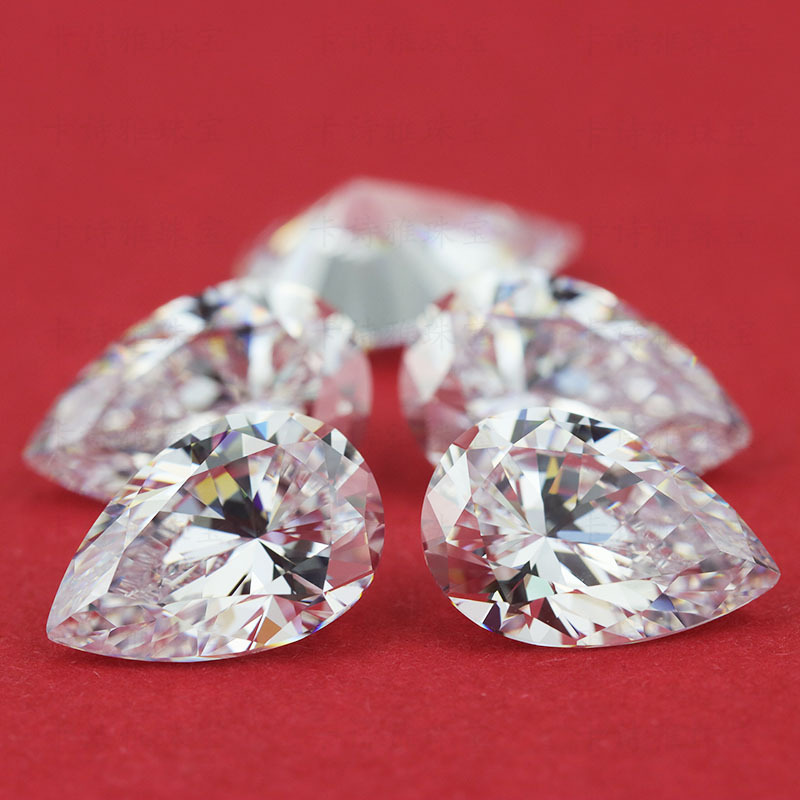 Factory wholesale white teardrop shaped gemstone ring with stone synthetic zircon jewelry pear shaped ring high carbon diamond