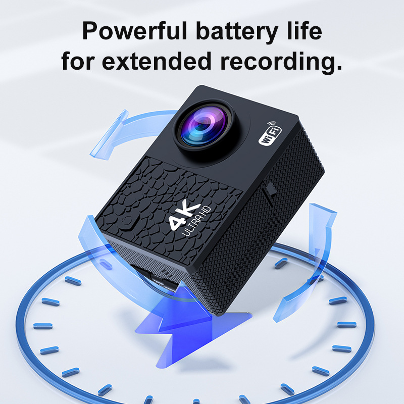 Cross-Border 4K Remote Control Sports Outdoor Anti-Shake Action Camera Motorcycle Riding Diving Camera 2.0inch High-Definition