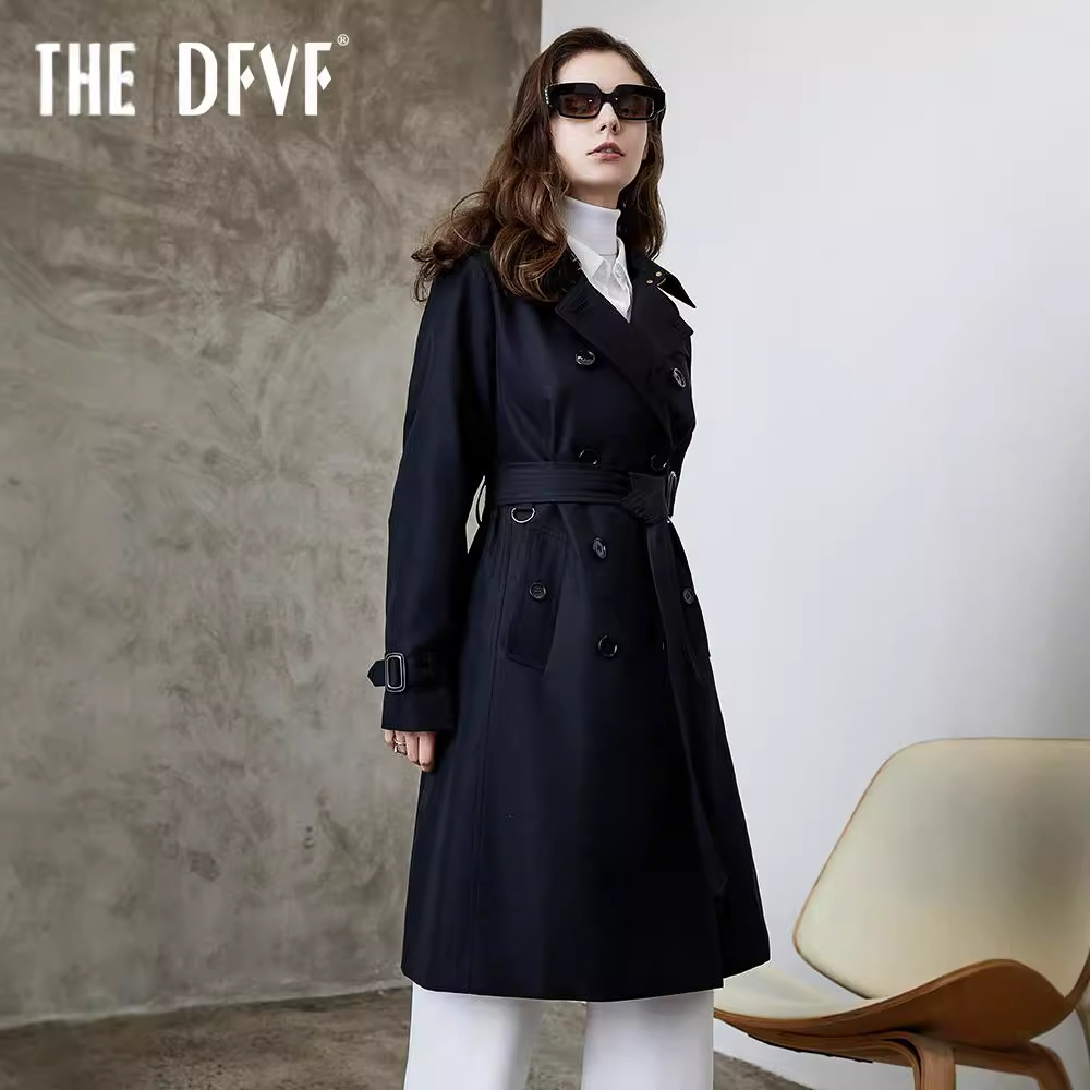 DFVF Yi element trench coat women's 2025 new long commuter temperament all-match British spring and autumn coat women's in stock