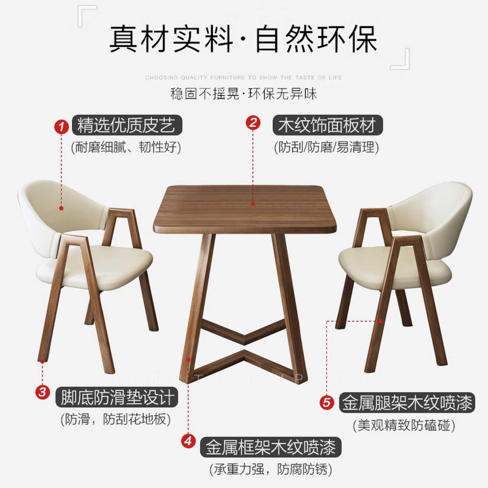 ✅ Simple Modern Casual Reception and Negotiation Table and Chair Set for Milk Tea and Coffee Shops, Dining Table, Faux Wood for Home Use, Small Square