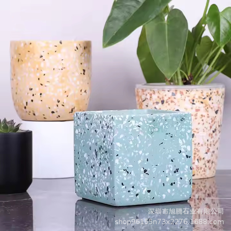 Цементный цветочный горшок терраццо, цветочная коробка, домашний декор, креативный ручной работы