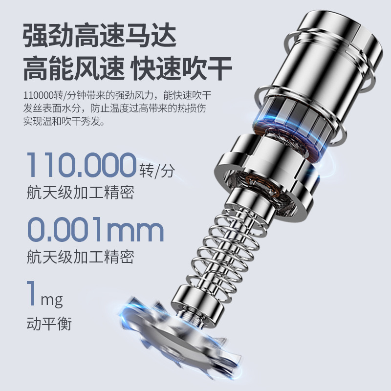 Hair Dryer Household Negative Ion Hair Care Silent Quick-Drying Hair Dryer Hair Salon Leafless High-Power Hair Dryer Cross-Border