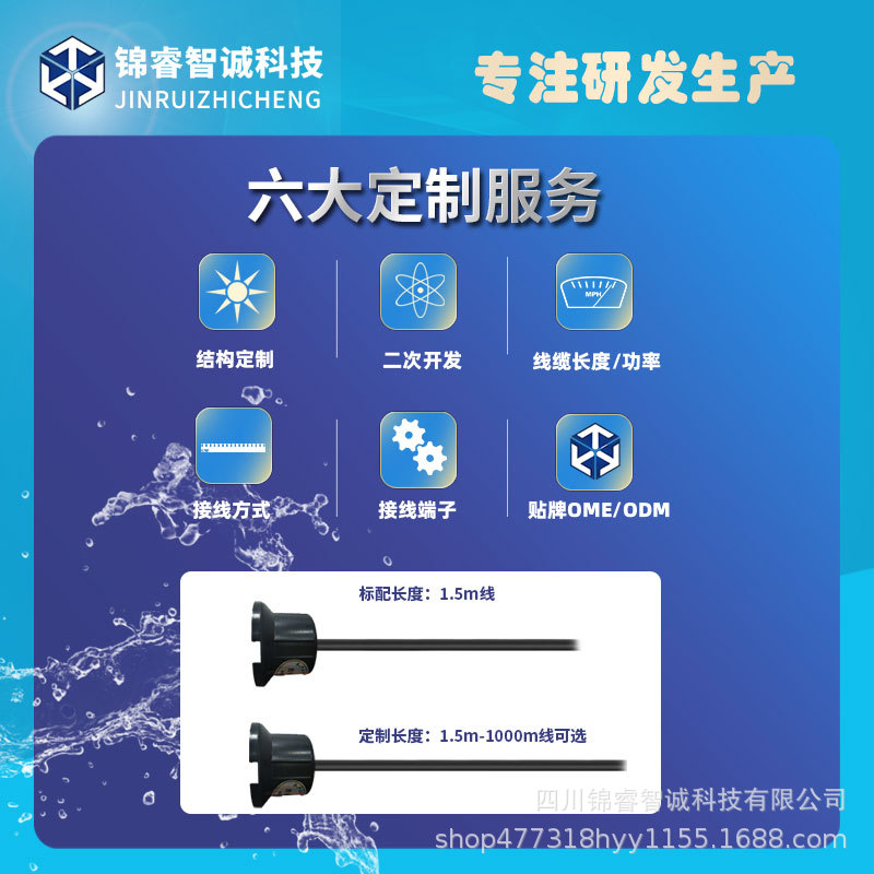 24V Water Immersion Sensor Machine Room Base Station Full Water Alarm Switch Variable Transmission Sensor Point Stainless Steel Probe