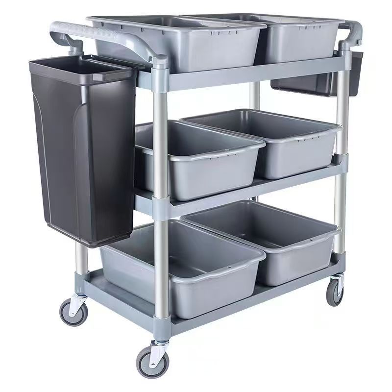 Serving Trolley, Mobile Hotel Commercial Restaurant Withdrawal Bowl, Food Delivery Cart, Three-Story Hotel Push Dining Cart