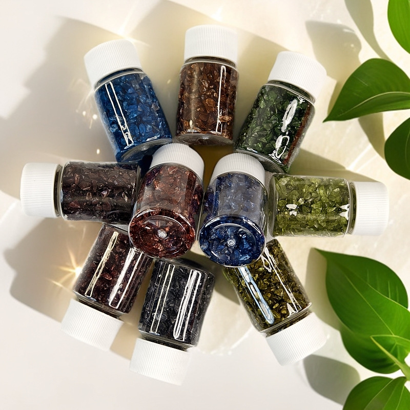 Iridescent Metallic Glass Diamonds, Crystal Glass Sand, Resin Colored Diamonds, Quicksand Filler, Nail Art Decoration Materials, Shiny