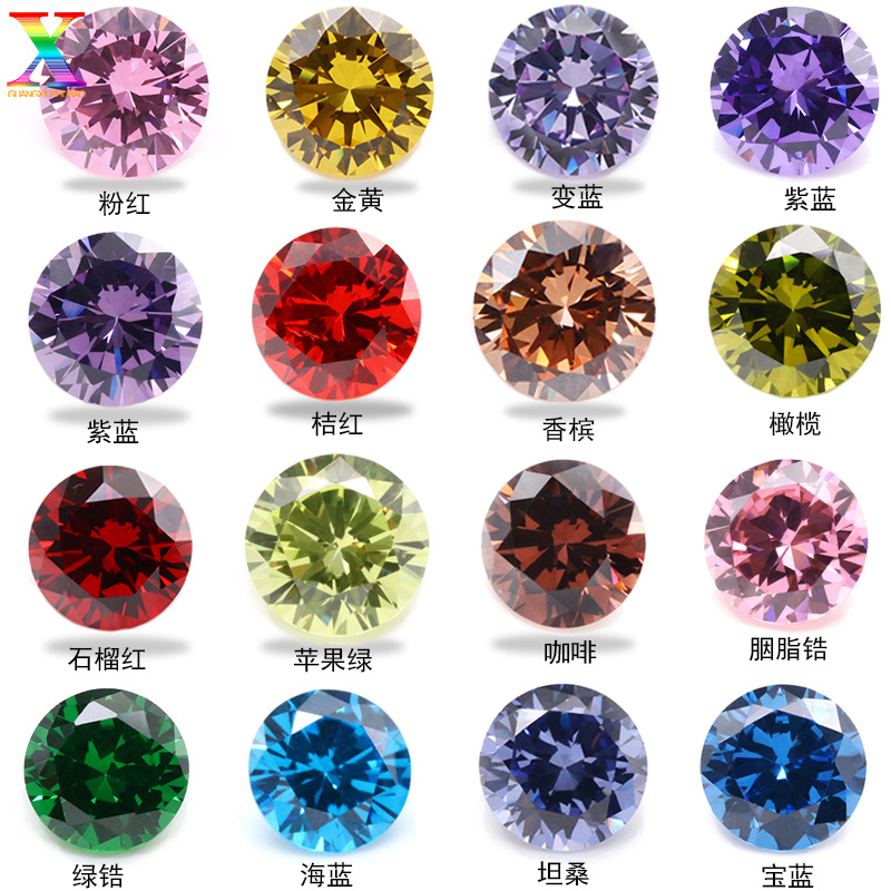 Wuzhou маленький размер драгоценного камня 5A круглый заостренный циркон 0.9-3мм белый цветной искусственный синтетический Hao камень циркон