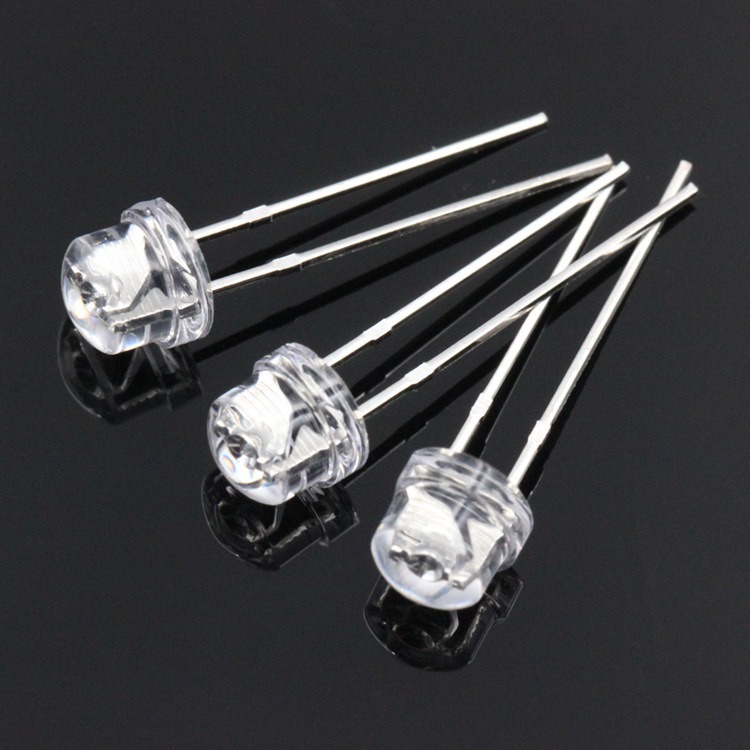 F5 Straw Hat Lamp Bead Straw Hat Traffic Light Light-Emitting Diode 5mm Lamp Bead Transparent Normal Foot L Lamp Plug-In Lamp Bead