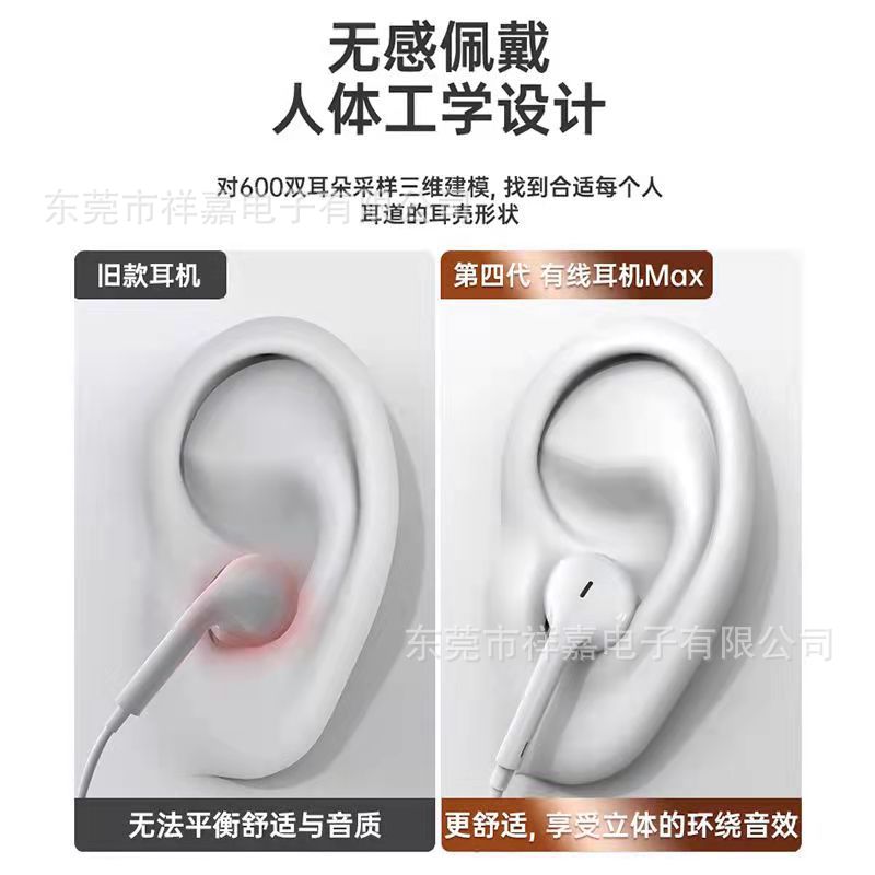 The Fourth Generation Wired Headphones Are Suitable for Apple Headphones Huawei Flat Head Typec Digital In-Ear Wired Headphones