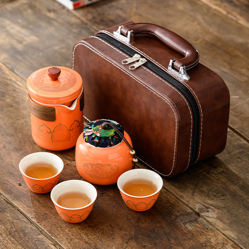 Kung Fu Tea Set Wholesale Travel Tea Set Portable Japanese Outdoor Express Cup Holiday Business Gift logo