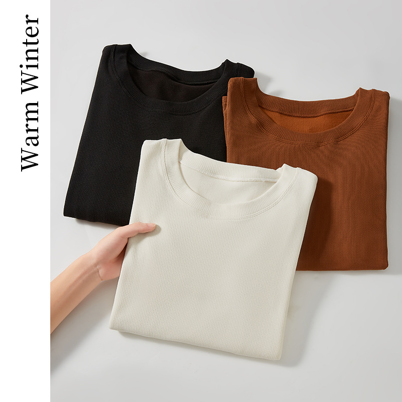 Pregnant Women's Semi-high Collar fleece-lined Thickened Base Shirt Inner Wearing Pregnancy Top Autumn and Winter Outer Wearing Long Sleeve Maternity Postpartum