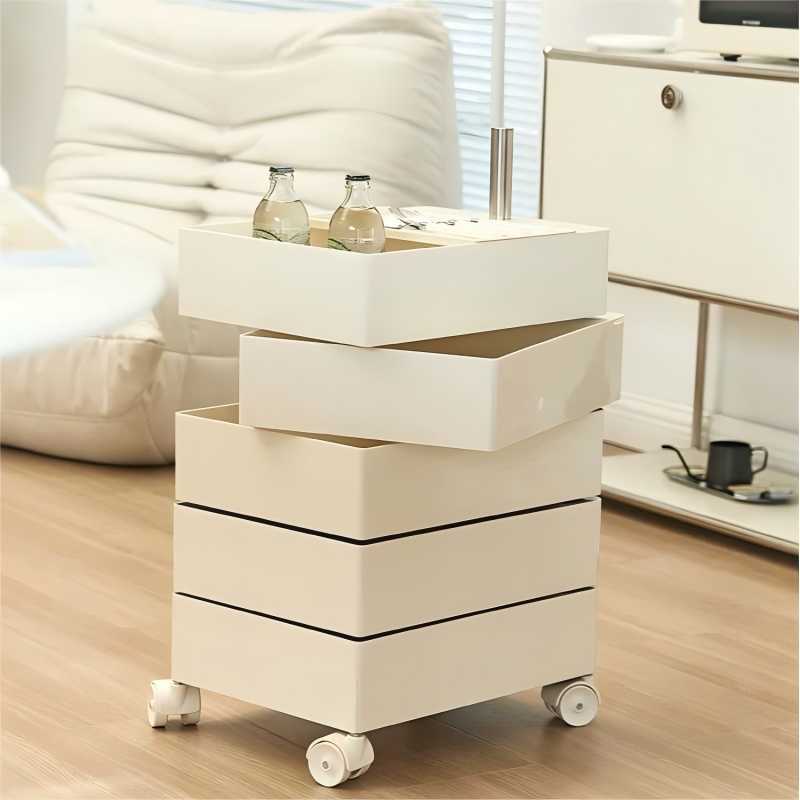 Rotating Storage Cabinet Movable Bedside Table Ins Side Cabinet Simple Scandinavian Storage Cabinet Popular Cosmetics Storage Cabinet