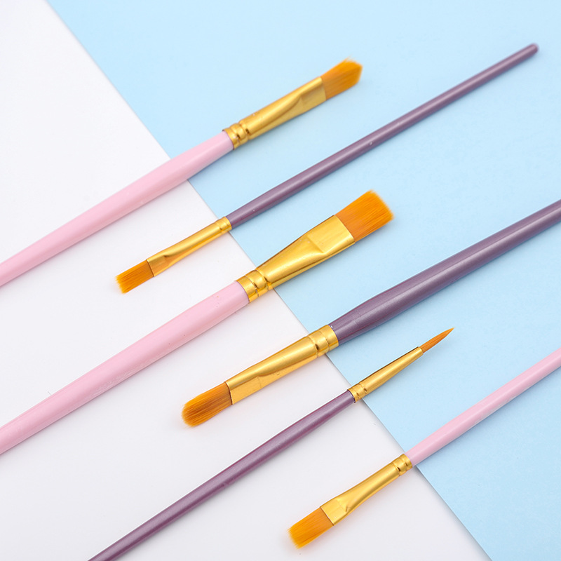 Cross-border Amazon 10 plastic long rod children's art diy oil painting nylon gouache acrylic suit brush
