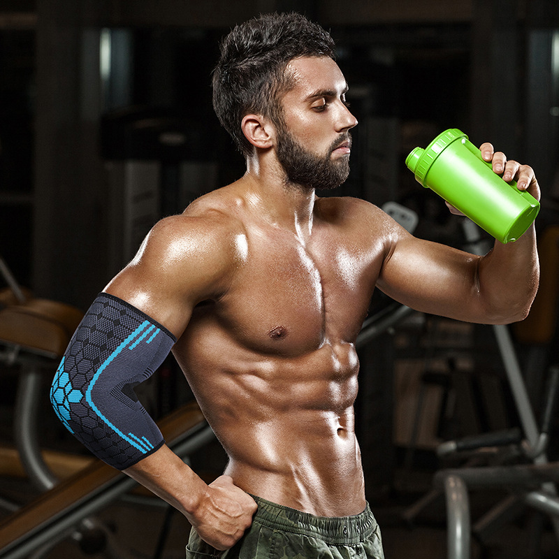 Эластичная защитная накладка на локти Mewinylon для мужчин и женщин, баскетбол, фитнес, нескользящая, дышащая, отводящая пот, вязаная